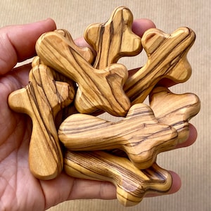 Olive Wood Holding Crosses. Small Comfort Crosses. 8 Olive Wood Crosses. Pocket Crosses. Wooden Crosses.