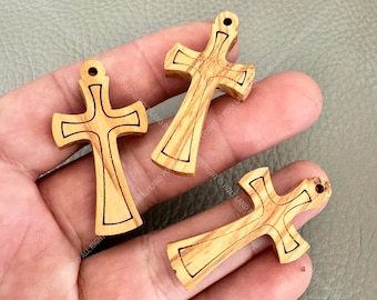 Olive wood crosses, Natural wood crosses, Bethlehem crosses, Holy Land crosses, Wooden crosses, Necklace crosses