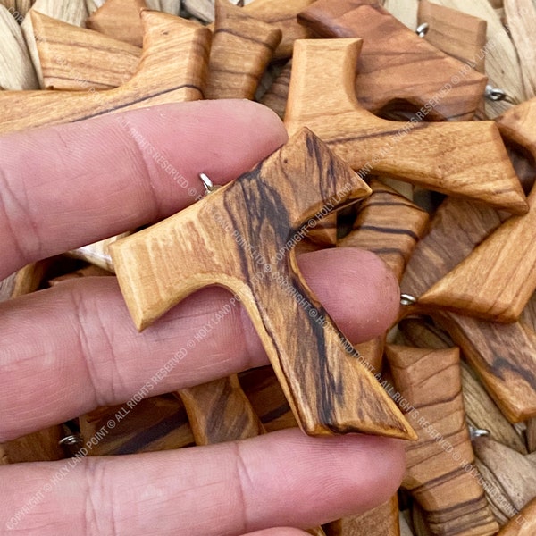 Tau cross, Olive wood cross, Natural wood cross pendant, Necklace cross, Holy Land cross, Bethlehem cross, T cross