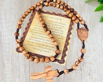 Virgin Mary Catholic rosary, Olive wood prayer beads rosary of five decades, Bethlehem rosary
