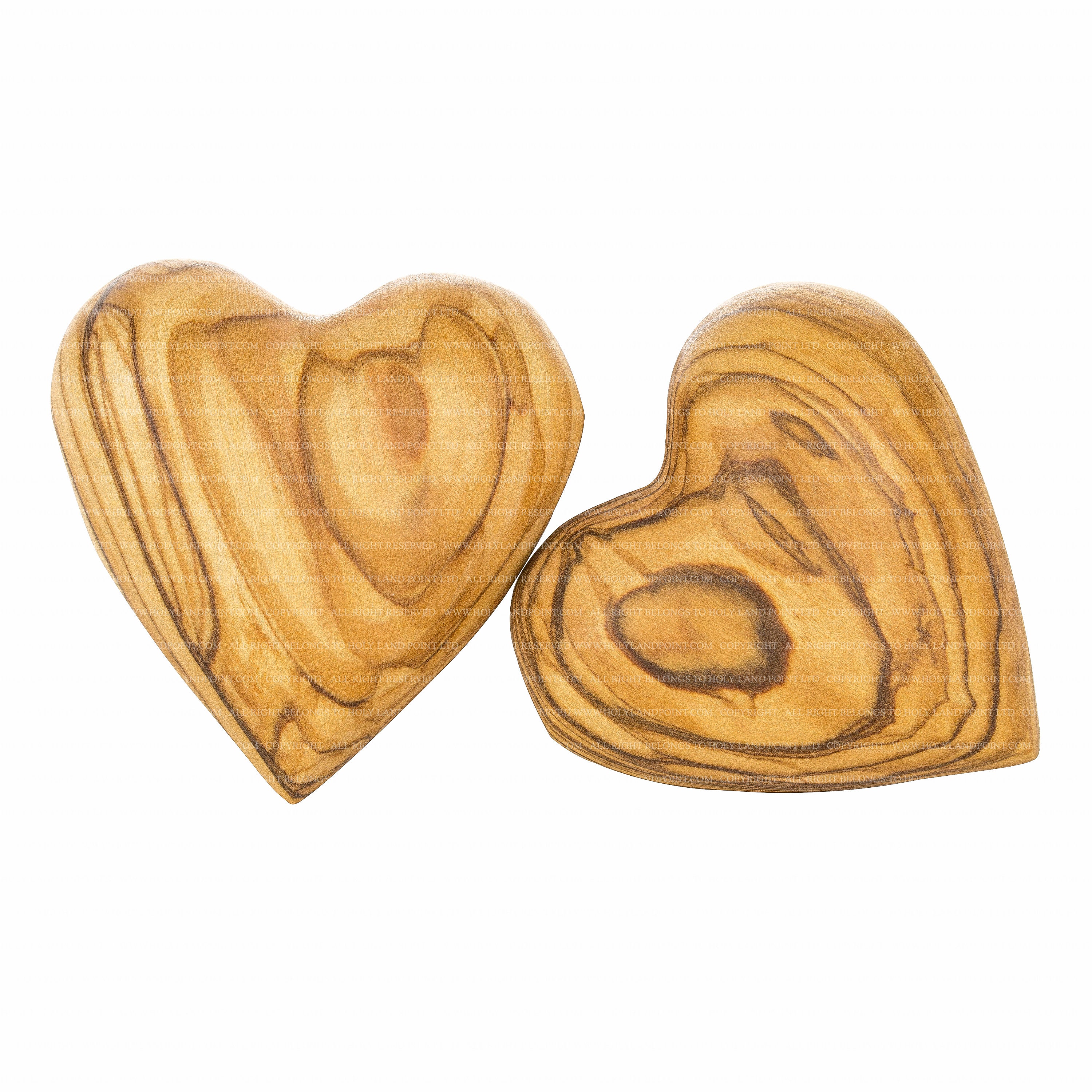 Olive Wood Hearts, Set Of 2 Carved Wooden Natural Wood Hearts, Wedding Hearts