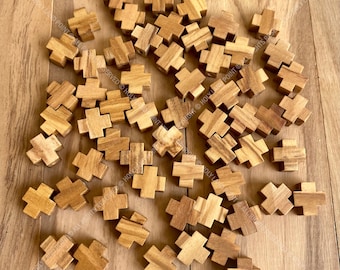 Perline a forma di croce, piccole croci in legno d'ulivo con foro verticale, perline in legno d'ulivo a forma di croce, croci in legno d'ulivo 1,1 cm 0,49 pollici