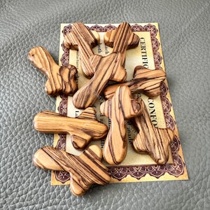 Croix de poche en bois d'olivier, Croix de prière en bois naturel, Croix de Bethléem, Petites croix de réconfort, Croix de tenue, Croix de Terre sainte