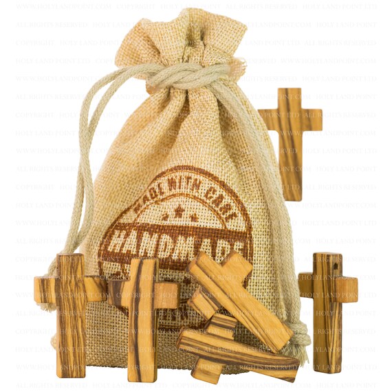 Holy Land Crosses. Small Olive Wood Crosses 1.41 inch 20 Bethlehem Crosses