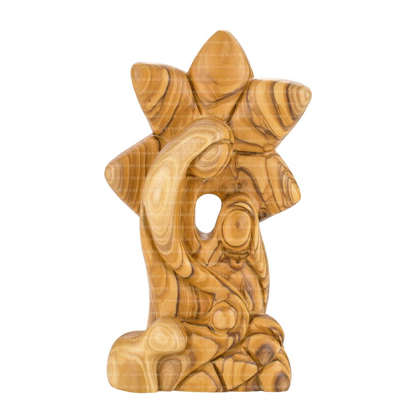Holy Family Olive Wood Carved Figure Art Craft Statue Virgin image 0