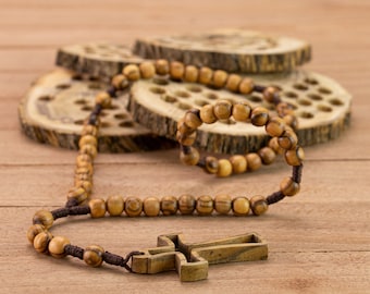 Catholic Olive Wood Rosary, Holy Land Rosary, Wooden Rosary, Five decades rosary, Prayer beads rosary