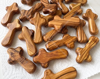 Olive wood comfort crosses - Oiled olive wood crosses - Holding crosses - Pocket crosses - Natural wood crosses - Bethlehem crosses