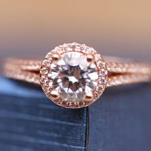Rose gold plated engagement rings, simulated diamond engagement rings halo, sterling silver rings australia, valentine&#39;s gift, rings for her