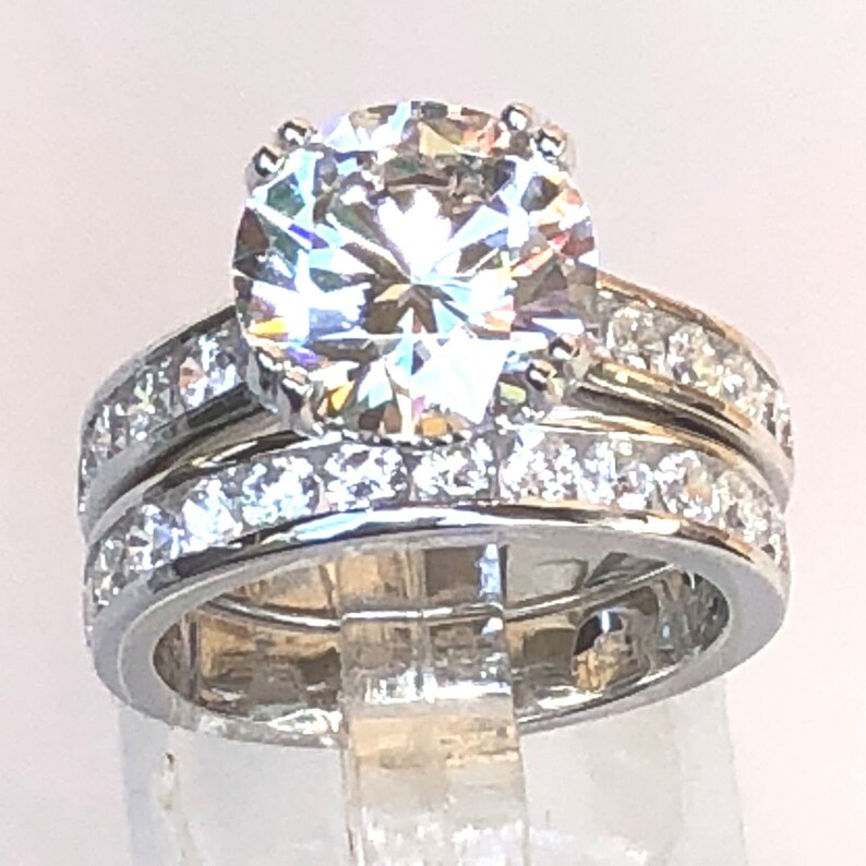 Bridal Ring Set Wedding Ring Set Bridal Ring 4ct Round Cut Etsy