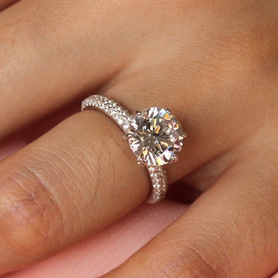 Aanhoudend Superioriteit Onderscheiden Engagement Rings: 6 Claw 3ct Sparkly Simulated Diamond - Etsy