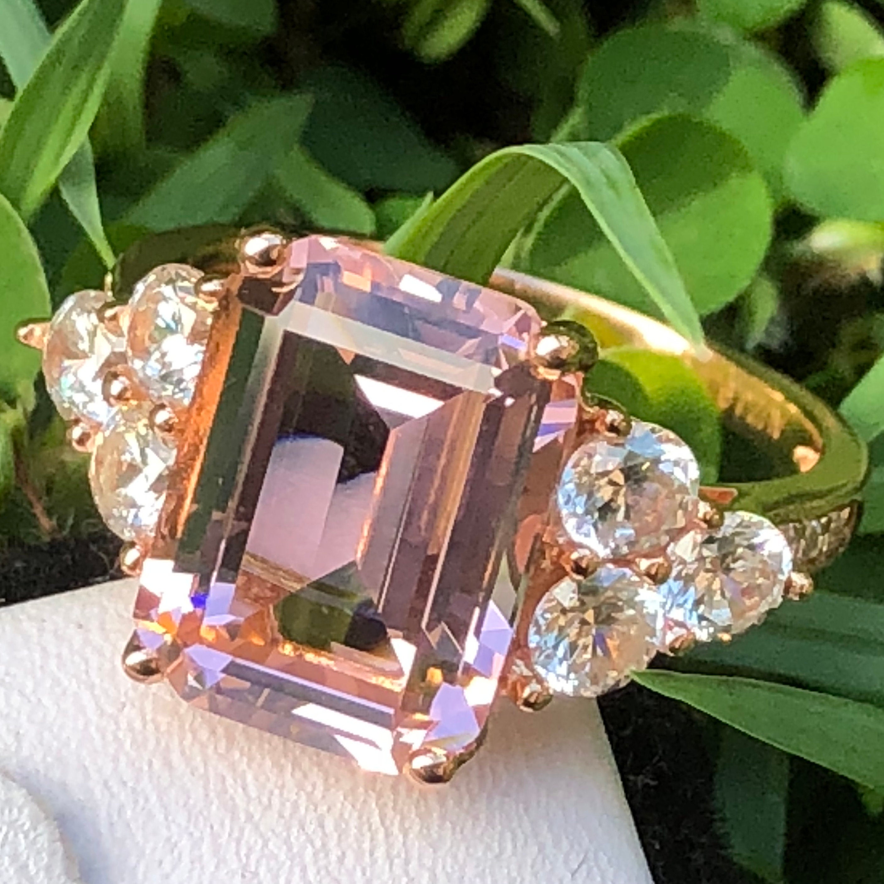 Morganite Ring in Rose Gold Plated Engagement Wedding Ring, Created ...