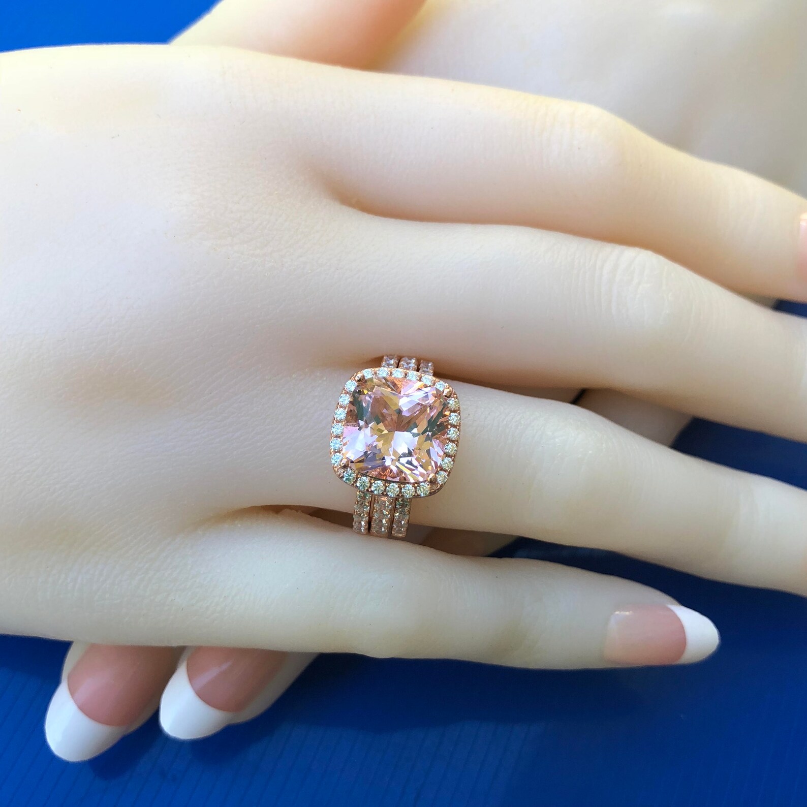 Morganite Engagement Ring: Morganite Ring, Rose Gold Plated, Silver ...