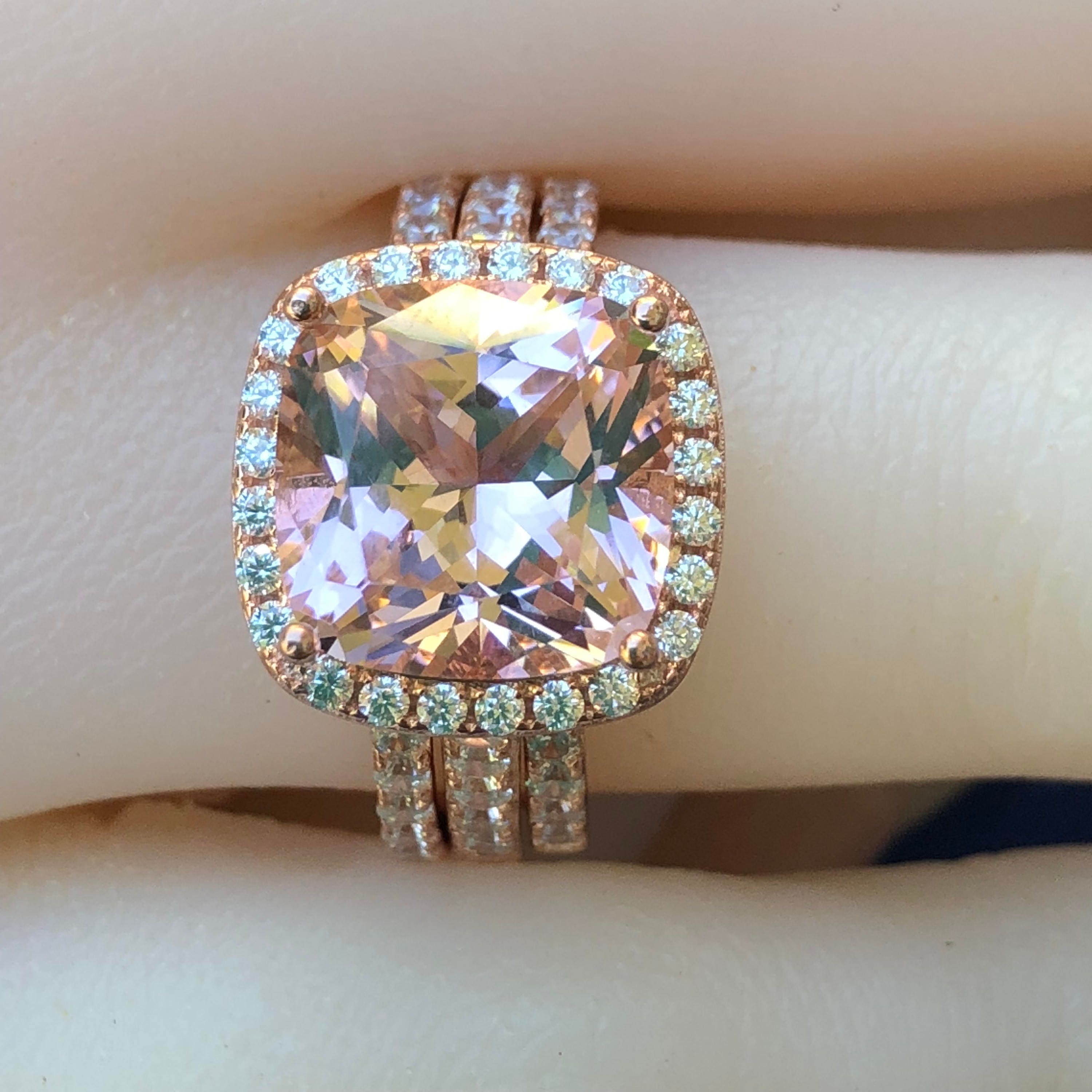 Morganite Engagement Ring: Morganite Ring, Rose Gold Plated, Silver ...