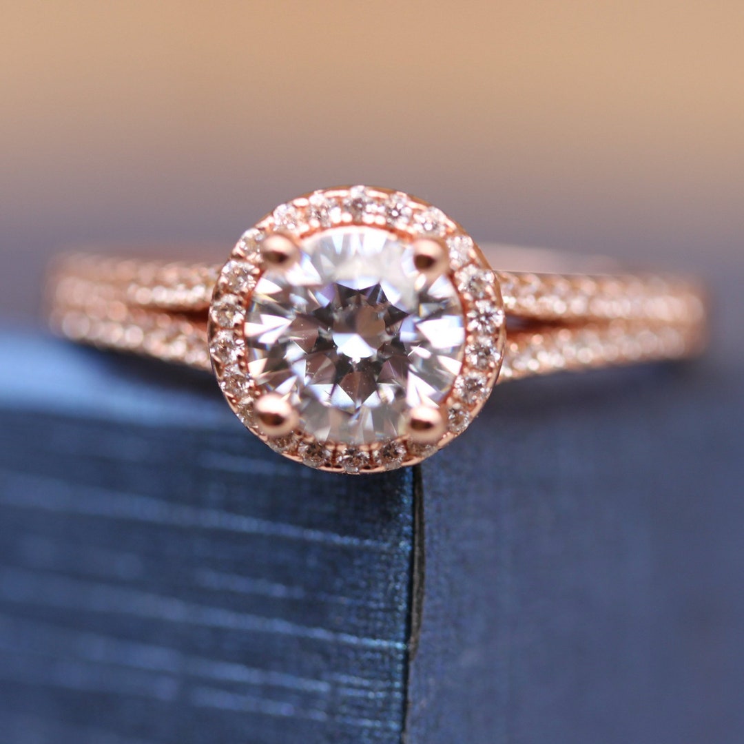 Rose Gold Plated Engagement Rings Simulated Diamond Etsy