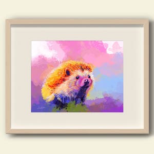 Hedgehog Art Print, Purple Pink Nursery Wall Art, hedgehog animal prints illustration