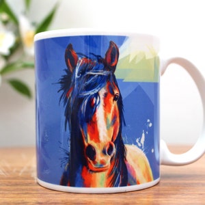 Horse Mug 11 oz Ceramic Colorful Animal Mug, Horse Lover Gift, Unique Coffee Mugs