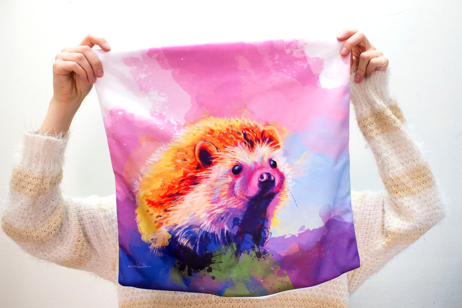 Cute Animal Pillow Cover 18x18 Polyester Hedgehog Pillow Etsy