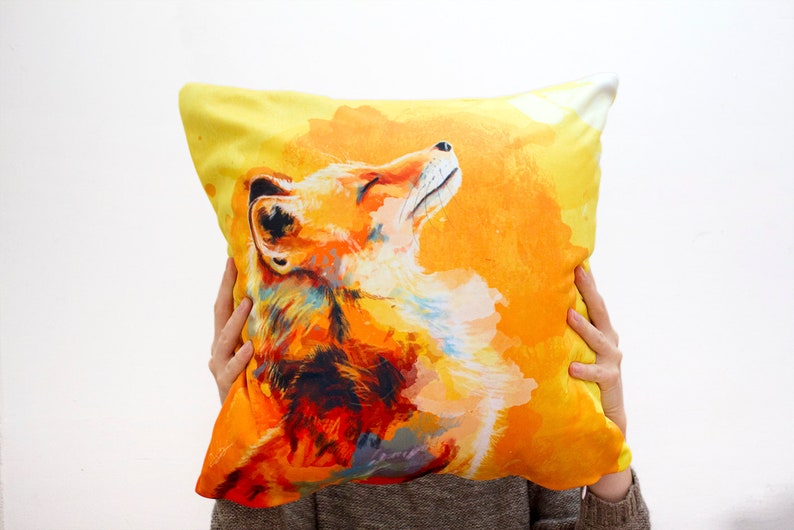 Fox Throw Pillow Cover 18x18 With Concealed Zipper Square Etsy