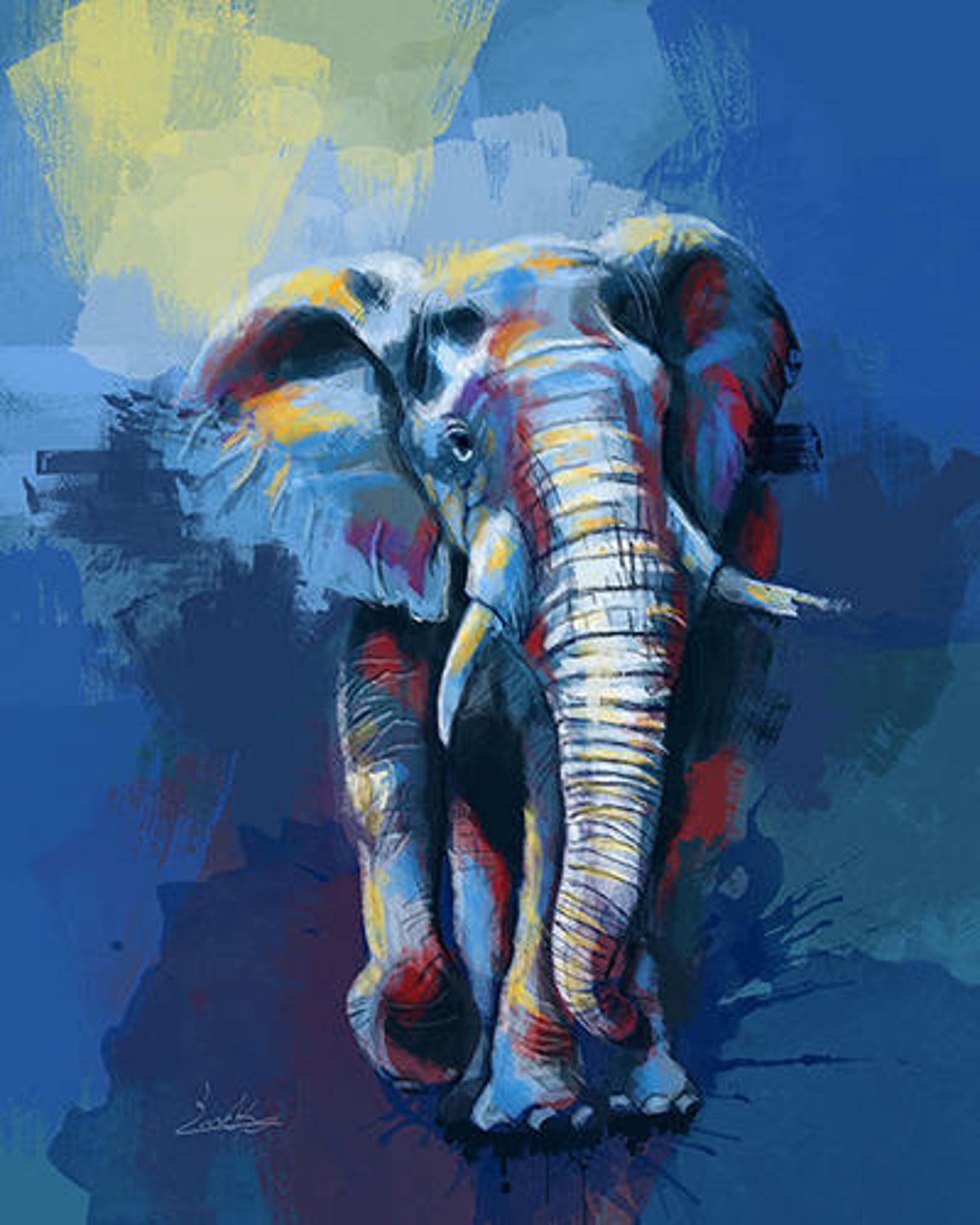 Colorful Elephant Print Animal Wall Art for Bedroom 8x10 Etsy