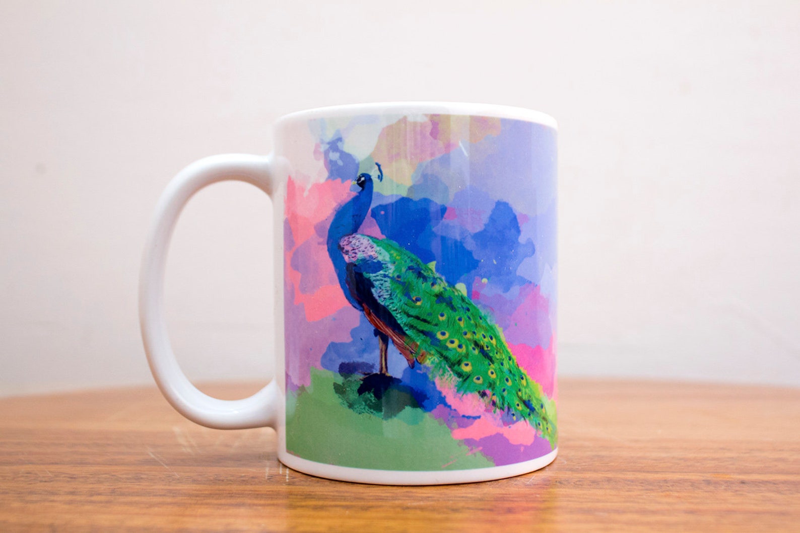 Peacock Mug Ceramic 11 Oz Colorful Bird Art Mug Peacock Etsy