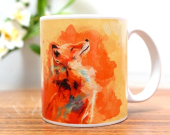 Fox Mug, Woodland Animal Orange Ceramic Coffee Mug, Unique Best Friend Gift