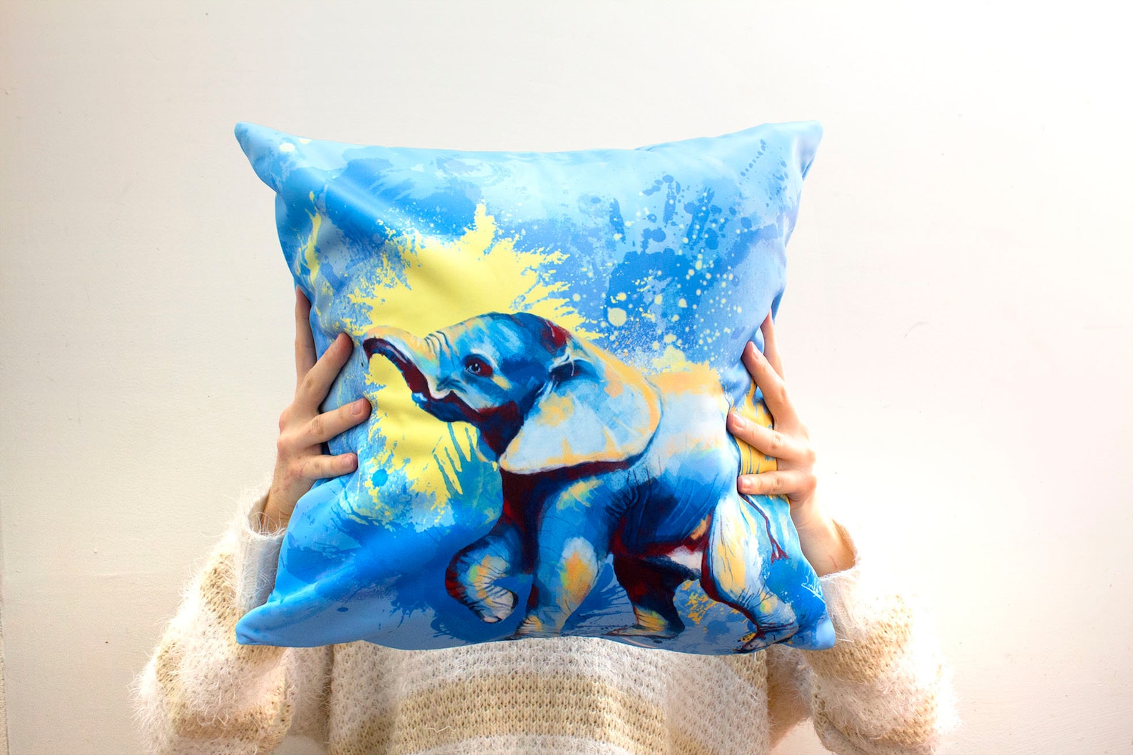 Baby Elephant Pillow Case 18'' Polyester Throw Pillow Etsy