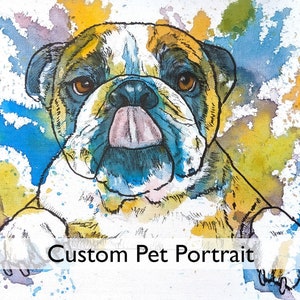 Custom Dog Portrait Painting on Canvas, Personalized Pet Gift for Owner, Watercolor pet portrait commission from Photo, Pet memorial