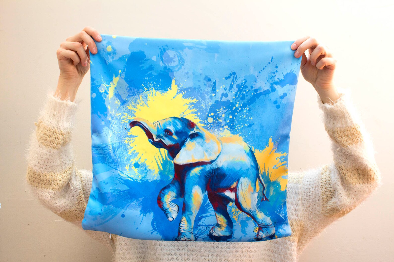 Baby Elephant Pillow Case 18'' Polyester Throw Pillow Etsy