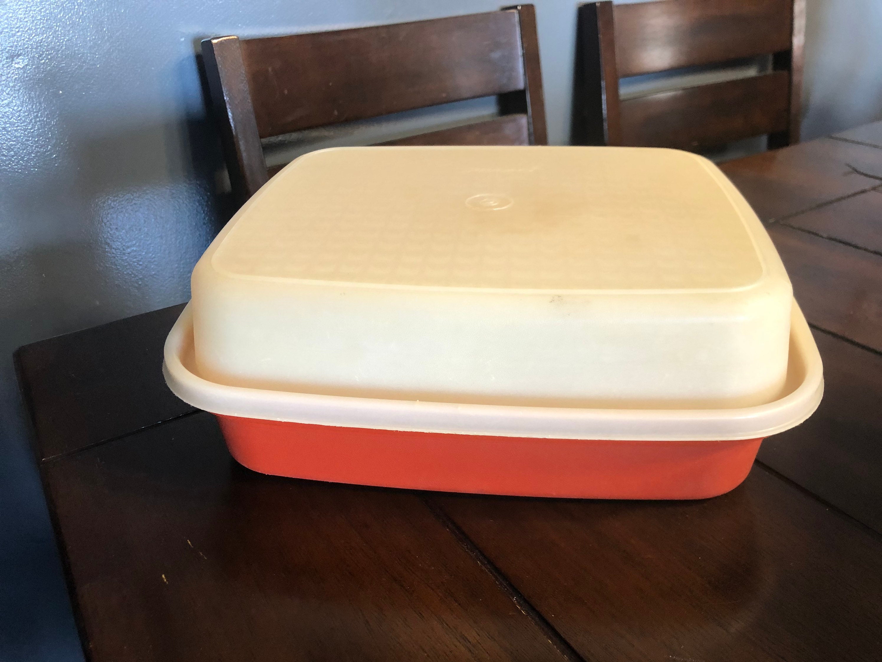Vintage Tupperware 1518 1519 Red Paprika Marinade Container