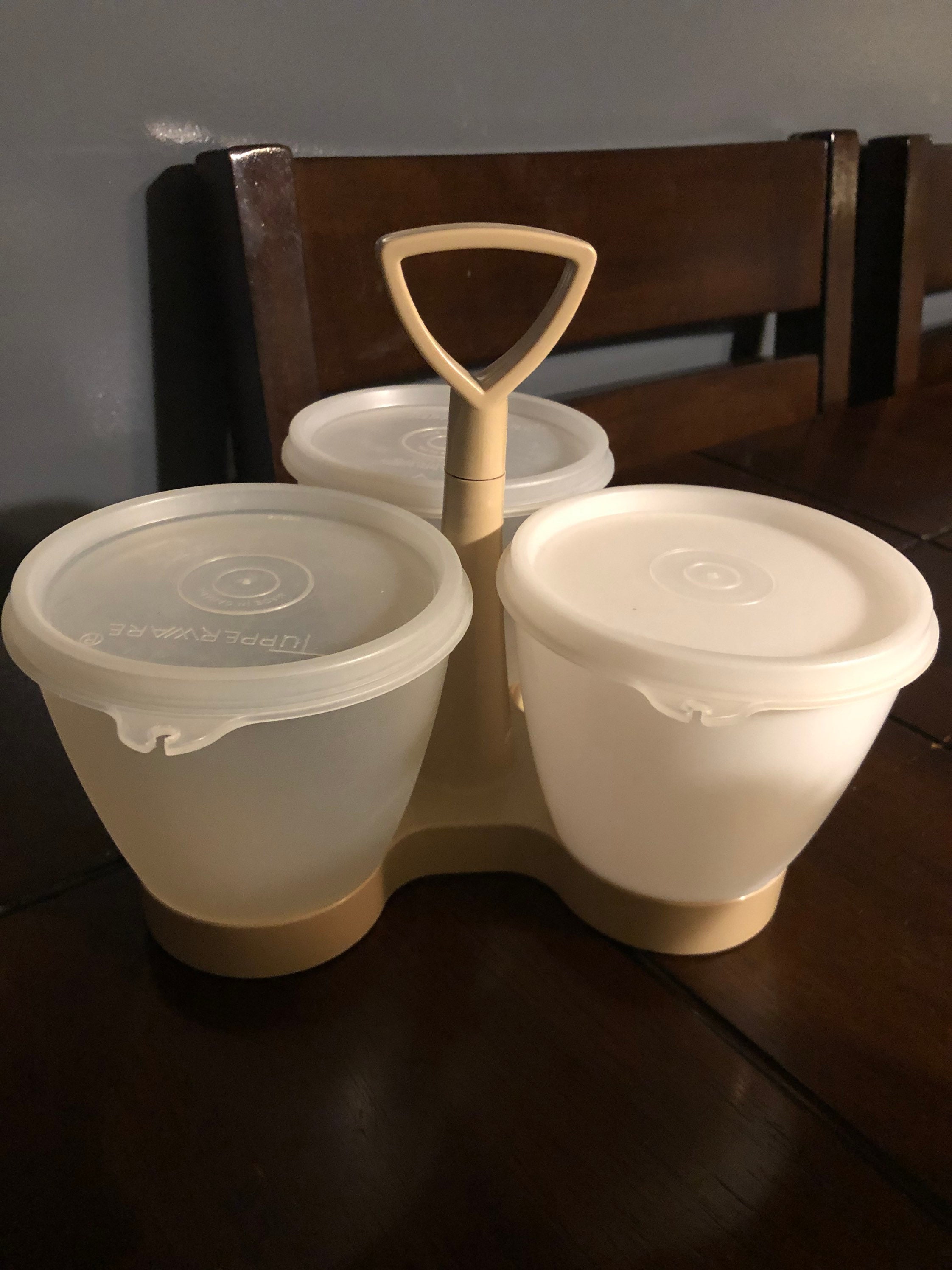 Vintage Tupperware coffee condiment 3 bowl dispenser caddy Etsy