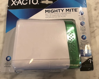 Vintage new in package electric X-acto Mighty Mite pencil sharpener white home school supplies