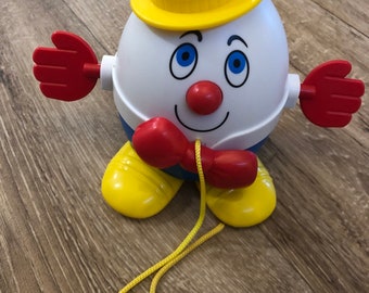Vintage 1971 fisher price toys Humpty Dumpty rolling toy pull behind 736