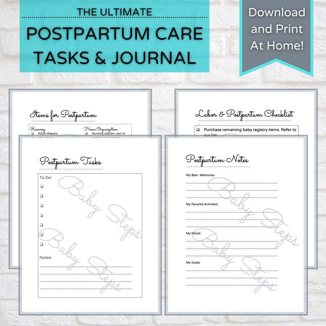 Postpartum Journal Printable Labor and Delivery Checklists Etsy
