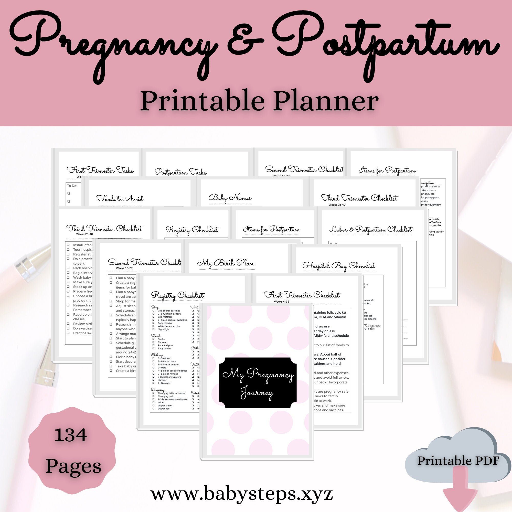 Pregnancy and Postpartum Planner Printable Weekly Journal | Etsy