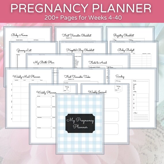 pregnancy planner printable journal hospital bag list etsy