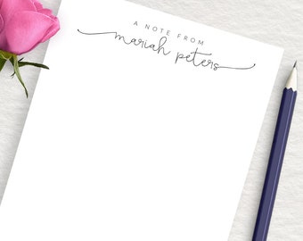 Personalized Notepad, Personalized Stationery, Stationary, Writing Paper, Custom Calligraphy Note Pad, A Note From, Swash, Modern