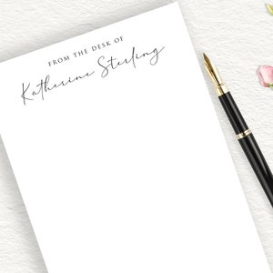 Personalized Notepad, Custom Script Writing Pad, From The Desk Of, Elegant Signature Font, Calligraphy Script, Custom Business Writing Pad,