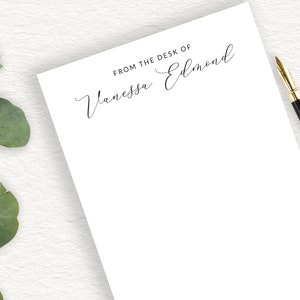 Personalized Notepad, Custom Script Writing Pad, From The Desk Of, Elegant Signature Font, Calligraphy Script, Custom Business Writing Pad,