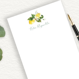 Lemon Bouquet Personalized Notepad, Floral Tropical Summer Notepad, Botanical Summer Citrus Stationery, Tropical Island Stationary