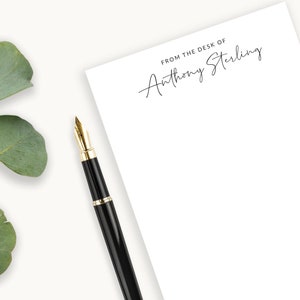 Mens Personalized Notepad, Stationery For Men, Signature Font Stationary, From The Desk Of,  Modern Custom Business Stationery