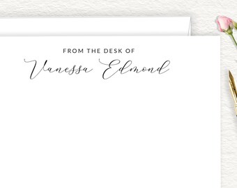 Elegant Personalized Note Cards, Custom Thank You Notes With Modern Script Font, Flat TP40