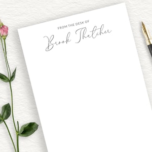 Personalized Notepad, Custom Script Writing Pad, From The Desk Of, Elegant Signature Font, Calligraphy Script, Custom Business Writing Pad