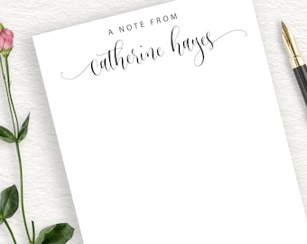 Personalized Notepad, Personalized Stationery, Stationary, Writing Paper, Custom Calligraphy Note Pad, A Note From, Swash, Modern