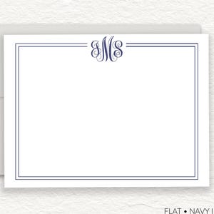 Classic Script Monogrammed Personalized Stationery, Custom Monogram Thank You Note Cards, Flat