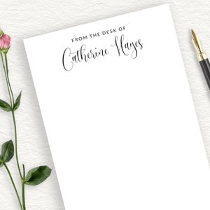 Personalized Notepad, Custom Script Writing Pad, From The Desk Of, Elegant Signature Font, Calligraphy Script, Custom Business Writing Pad