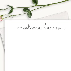 Personalized Stationery,  Custom Thank You Note Cards,  Modern Calligraphy With Swash, Flat Cards Stationary Set TP38