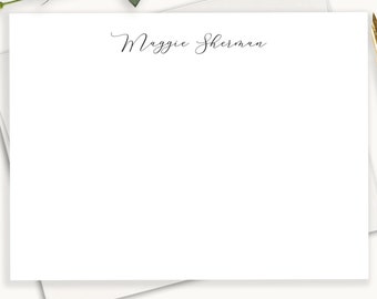 Personalized Stationery, Note Cards, Thank You Cards, Stationary Set, Elegant Signature Font, Calligraphy Script, Flat