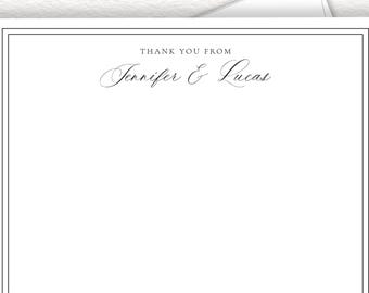 Elegant Custom Wedding Thank You Cards, Personalized Engagement Stationery, Classic Couples NoteCards,  Bridal Shower Gift For Her