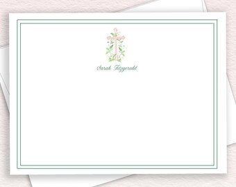 Custom Baptism Thank You Cards, Girl, Boy, Pink or Blue Floral Cross, Personalized Baby Christening Note Cards, Flat