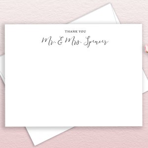 Wedding Thank You Cards, Personalized Wedding Stationery, Couples Stationary, Mr. And Mrs. Thank You Cards,  Bridal Shower Gift, Flat Cards